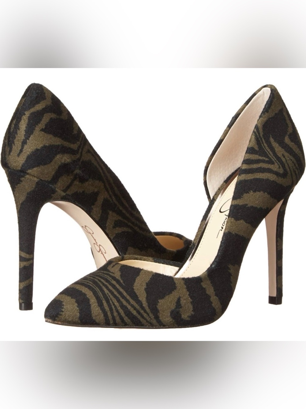 Jessica Simpson NIB Prizma D’Orsay Green Zebra Print Wool Pumps Sizes 8.5 & 9.5